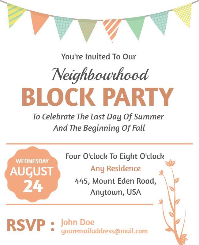 Neighborhood Block Party Invitation Flyer Template