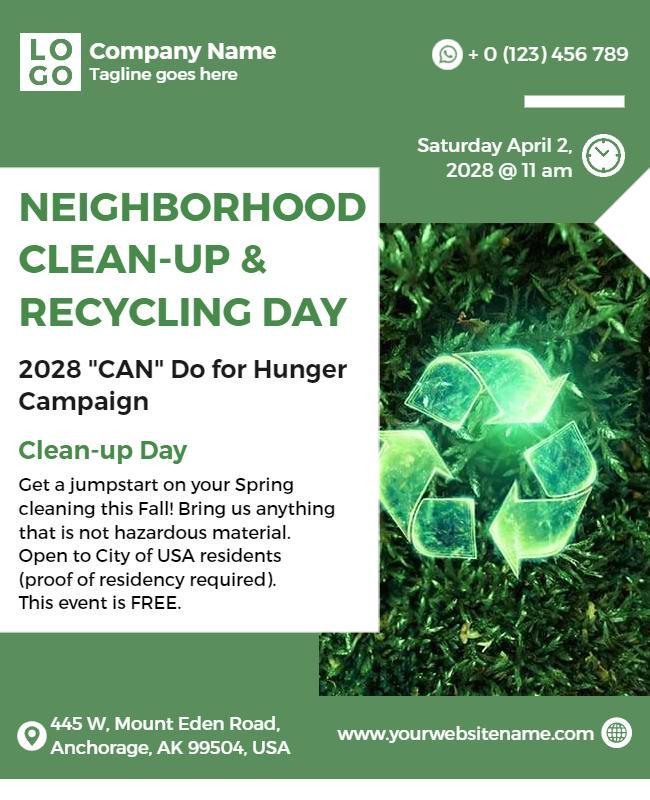 Neighborhood Clean Up and Recycling Event Flyer Template