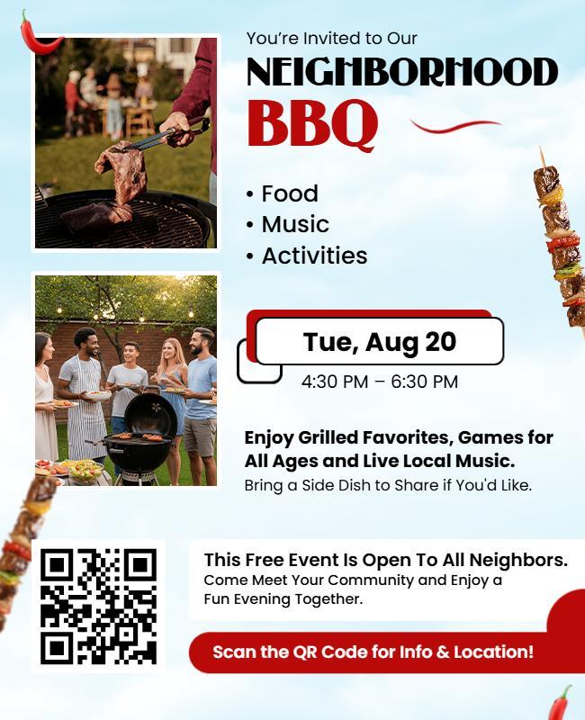Neighborhood Community BBQ Event Flyer Template