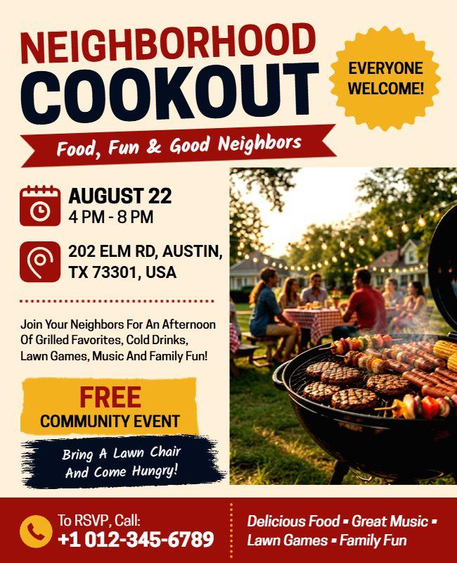 Neighborhood Cookout Event Flyer Template