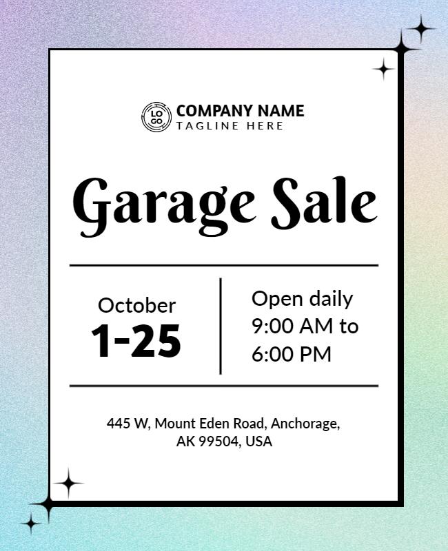 Elegant Pastel Gradient Garage Sale Flyer Template