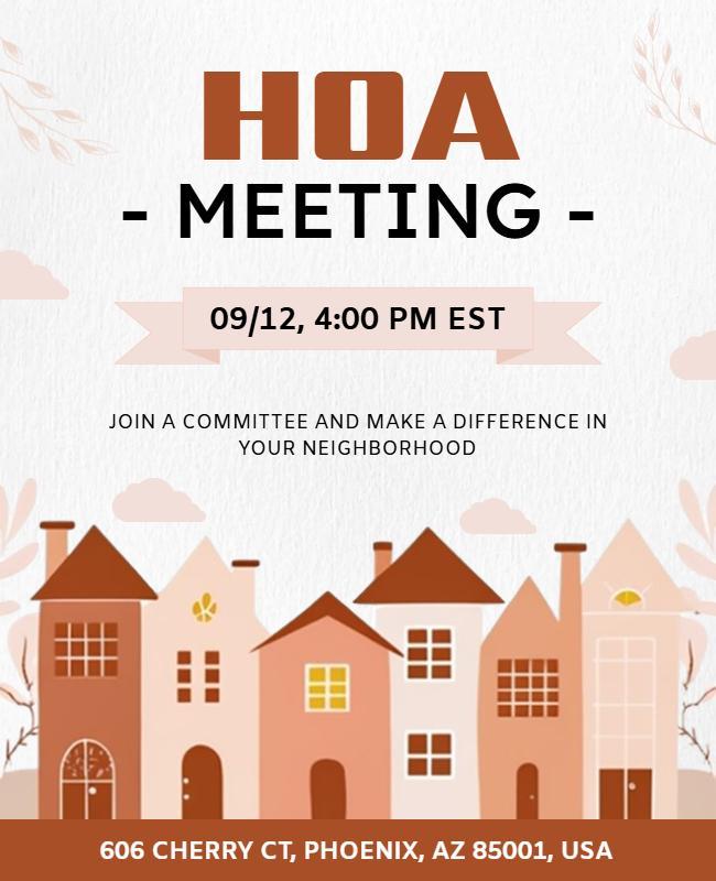 Neighborhood HOA Meeting Invitation Flyer Template