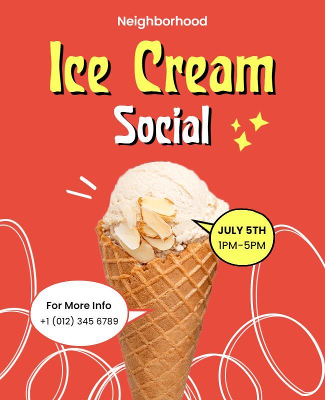 Neighborhood Ice Cream Social Event Flyer Template