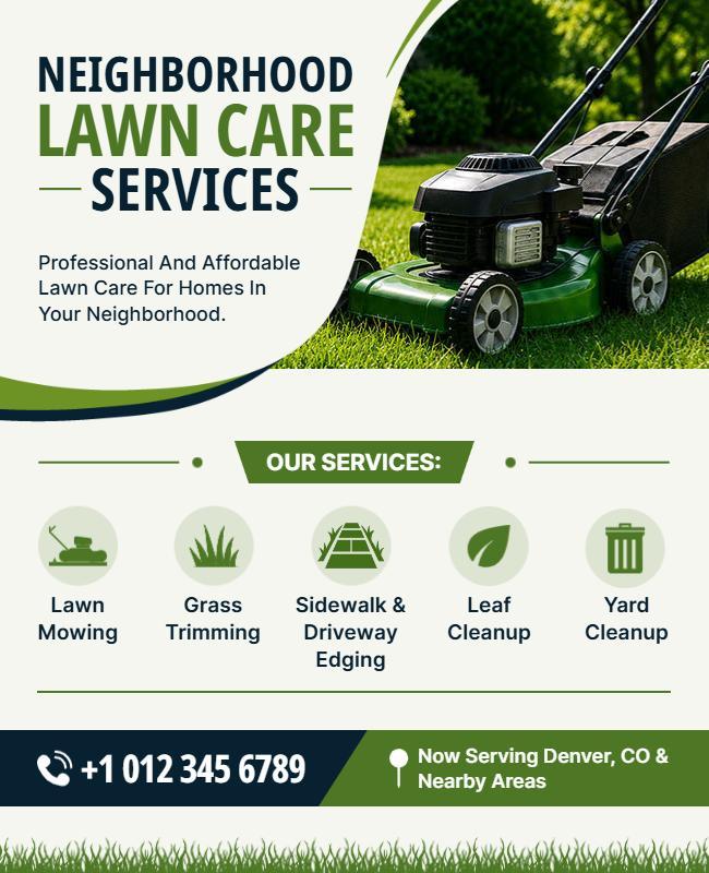 Neighborhood Lawn Care Services Flyer Template