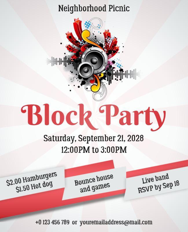 Neighborhood Picnic Block Party Flyer Template