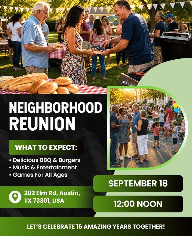 Neighborhood Reunion Event Flyer Template