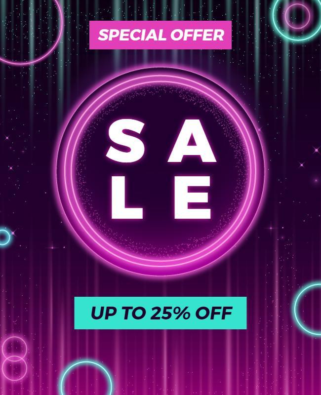 Neon Circle Sale Promotion Flyer Template