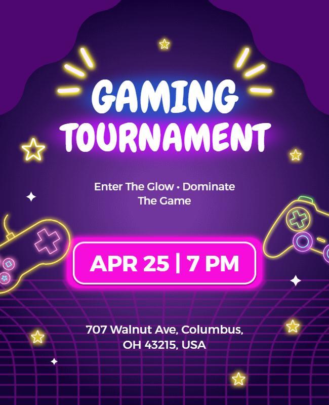 Neon Gaming Tournament Event Poster Template