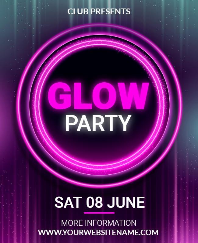 Vibrant Neon Glow Party Night Club Flyer Template