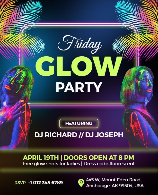 Neon Glow Dance Party Flyer Template