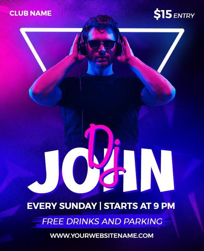 Neon Glow DJ Performance Night Club Poster Template