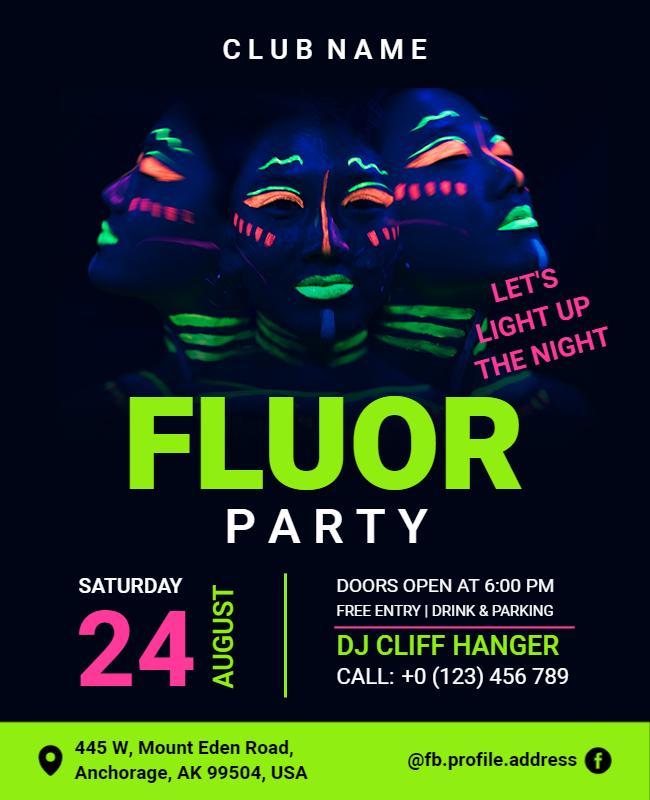 Neon Glow Fluor Party Event Flyer Template