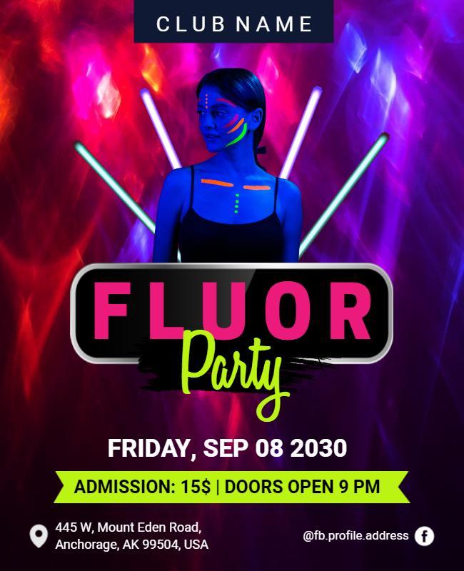 Neon Glow Fluorescent Party Flyer Template