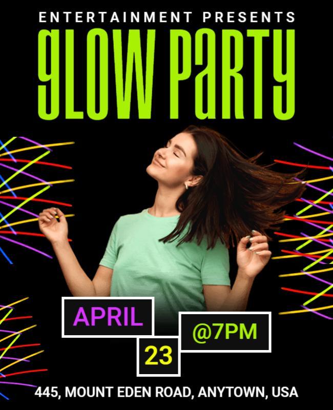 Neon Glow Party Celebration Flyer Template