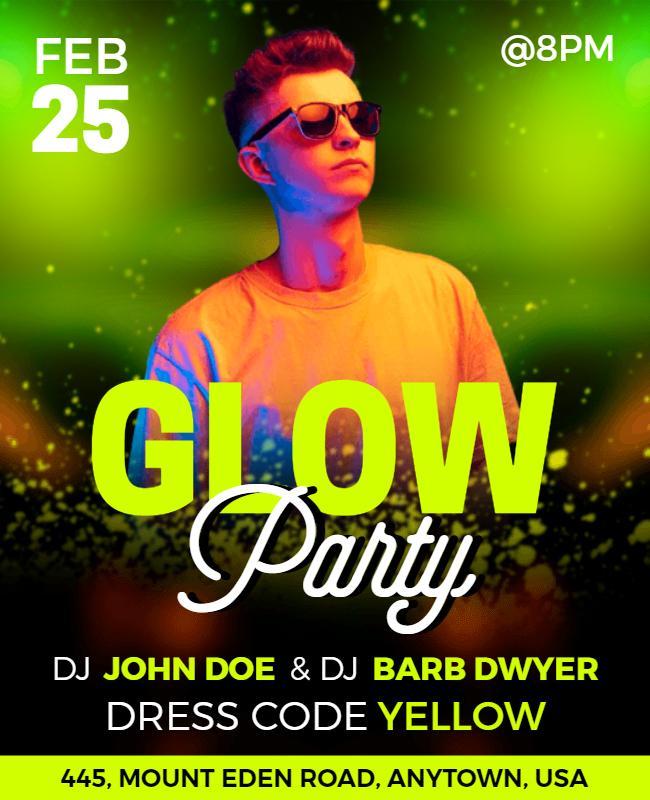 Neon Glow Theme Party Flyer Template