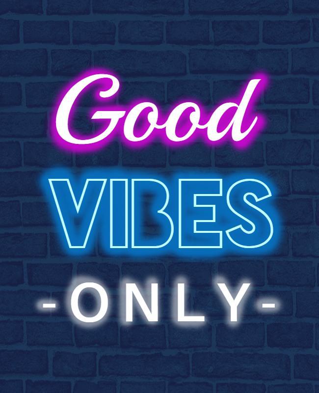 Neon Good Vibes Motivational Flyer Template