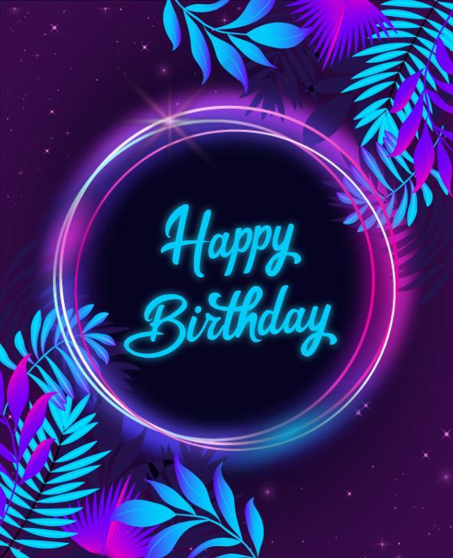 Neon Jungle Theme Birthday Celebration Flyer Template