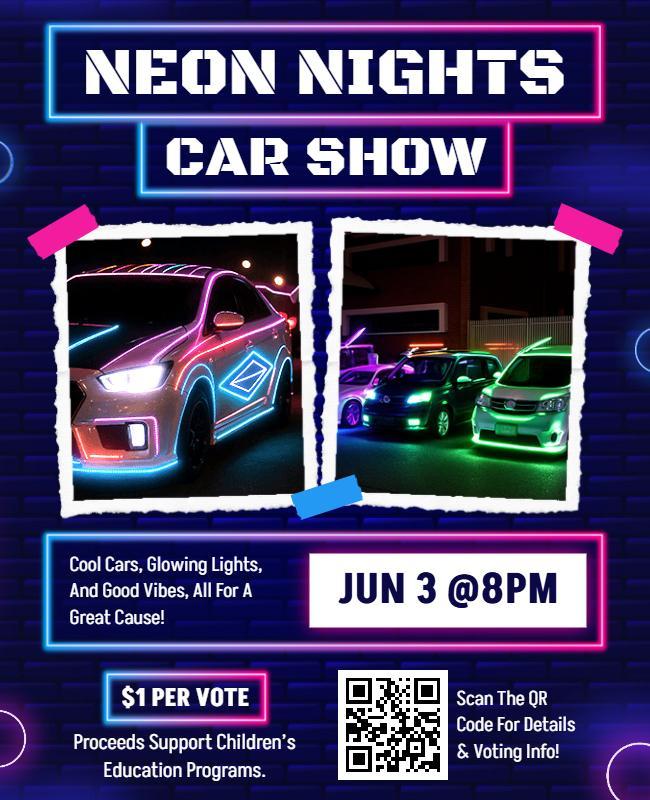 Neon Lights Car Show Event Flyer Template