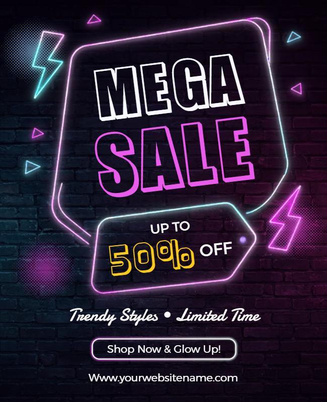 Neon Mega Sale Discount Flyer Template
