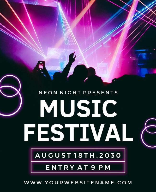 Neon Night Music Festival Flyer Template