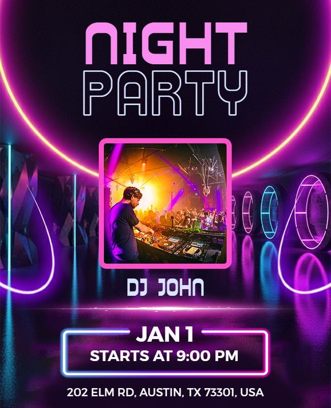Neon Nightclub DJ Party Flyer Template