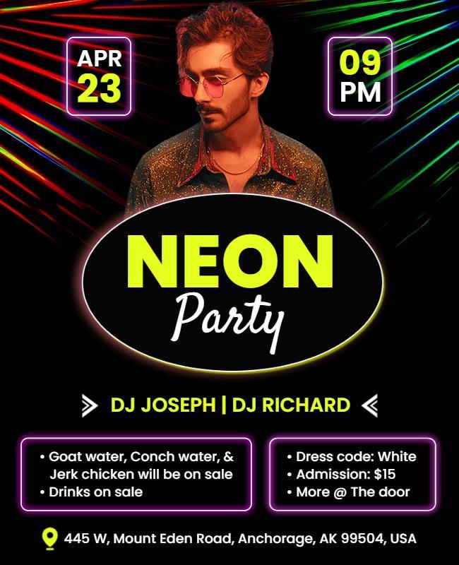 Neon Party Nightclub Event Flyer Template