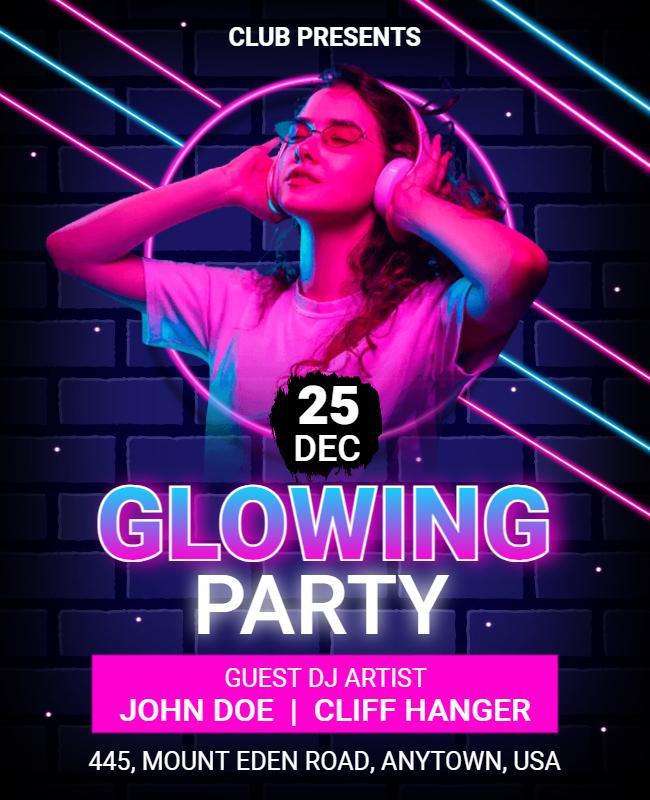 Neon Themed Dj Party Flyer Template