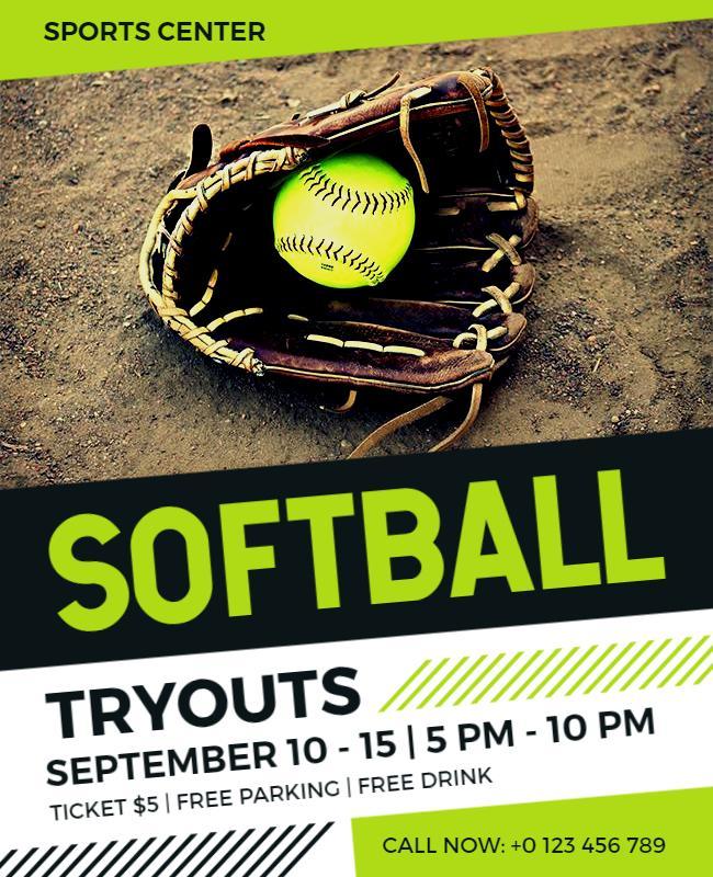 Nero and Inch Worm Softball Tryout Flyer Template