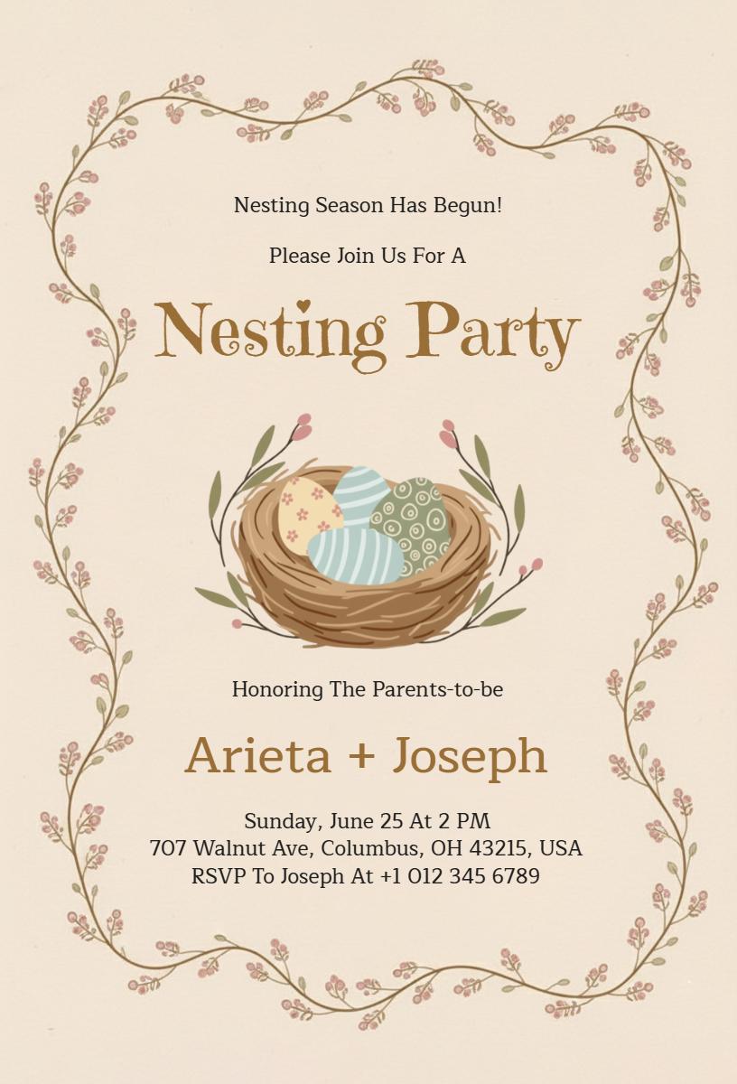 Nesting Season Delightful Baby Shower Invitation Template