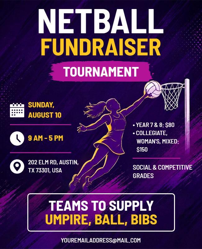 Netball Fundraiser Tournament Event Flyer Template