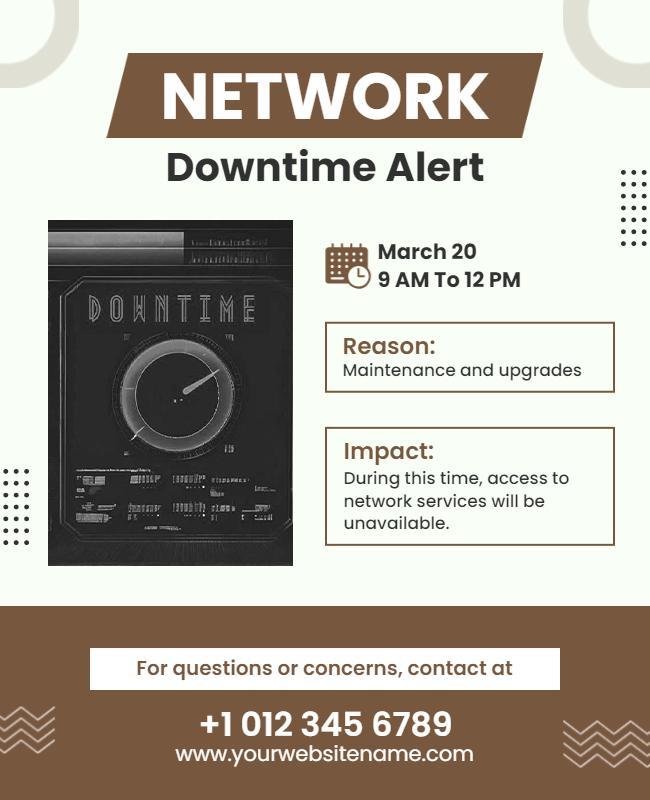 Network Maintenance Downtime Alert Flyer Template