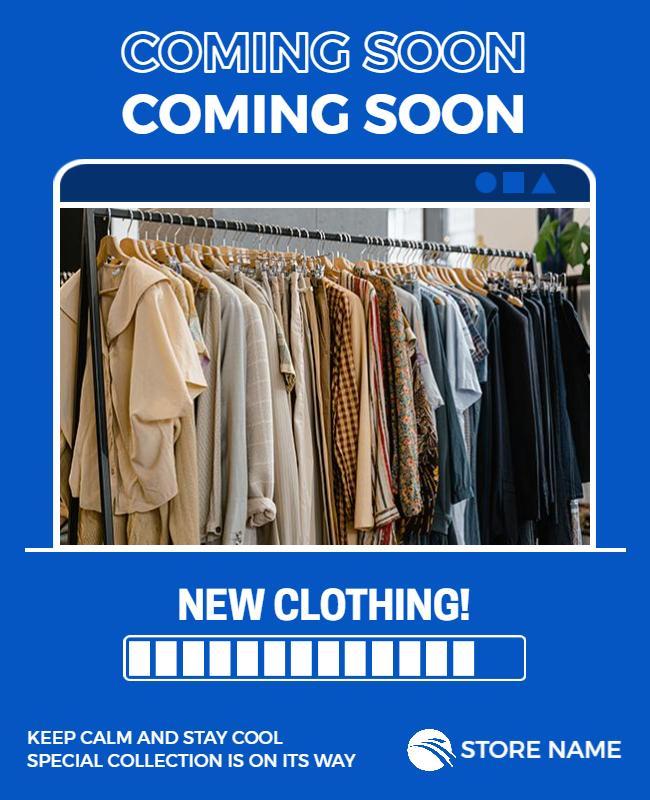 Bold Blue Minimalist Fashion Coming Soon Flyer Template