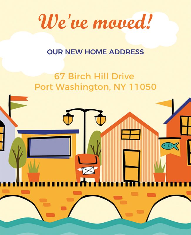 Cheerful Colorful Moving Announcement Address Flyer Template