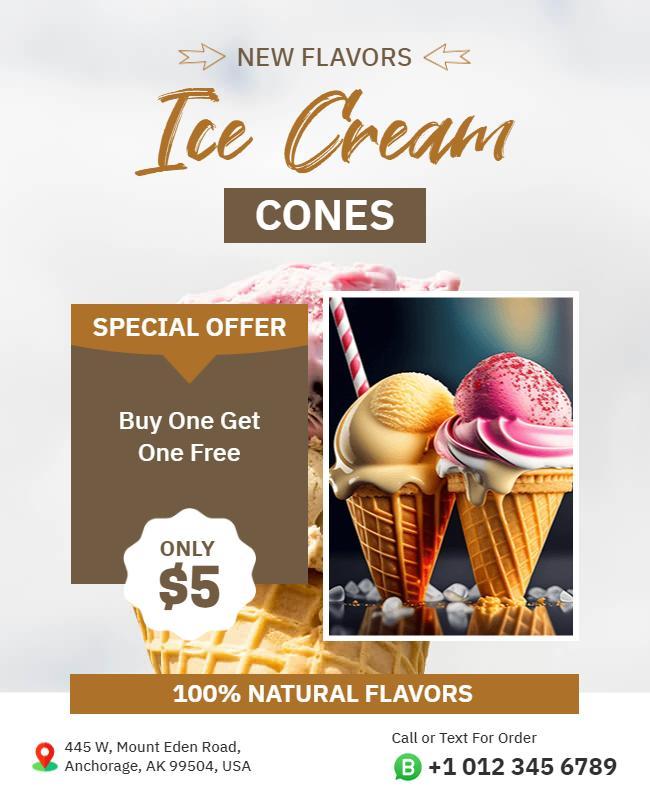 New Ice Cream Cones Special Offer Flyer Template