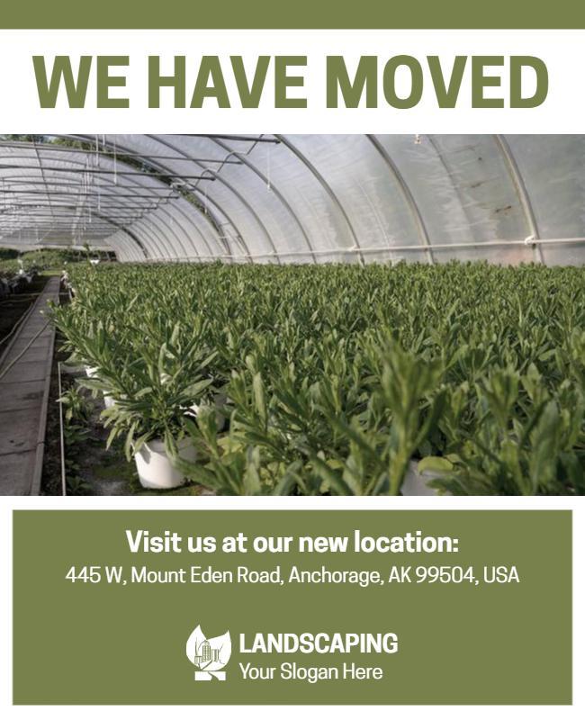 New Location Announcement Landscaping Flyer Template