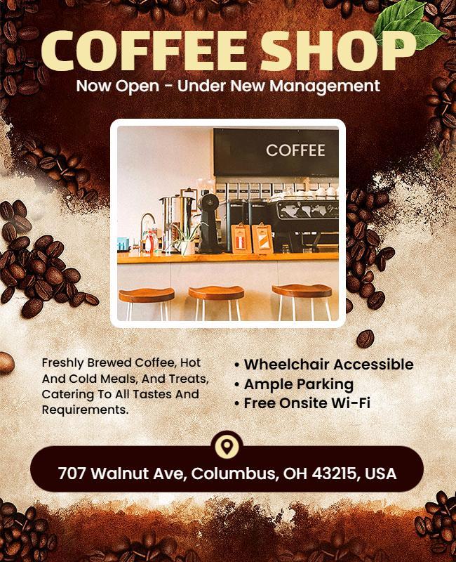 New Management Announcement Coffee Shop Flyer Template
