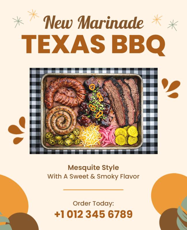 New Marinade Texas BBQ Advertising Flyer Template