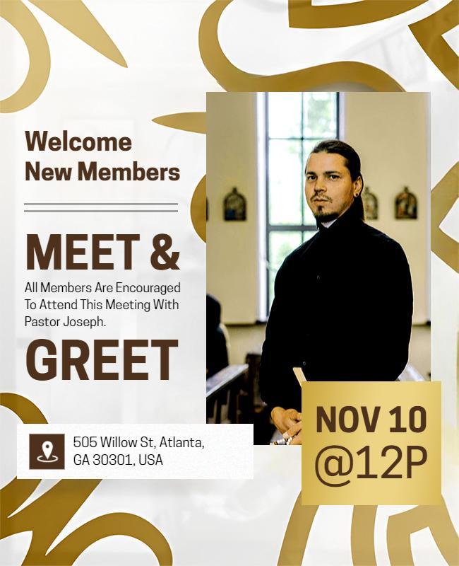 New Member Church Gathering Meet and Greet Flyer Template