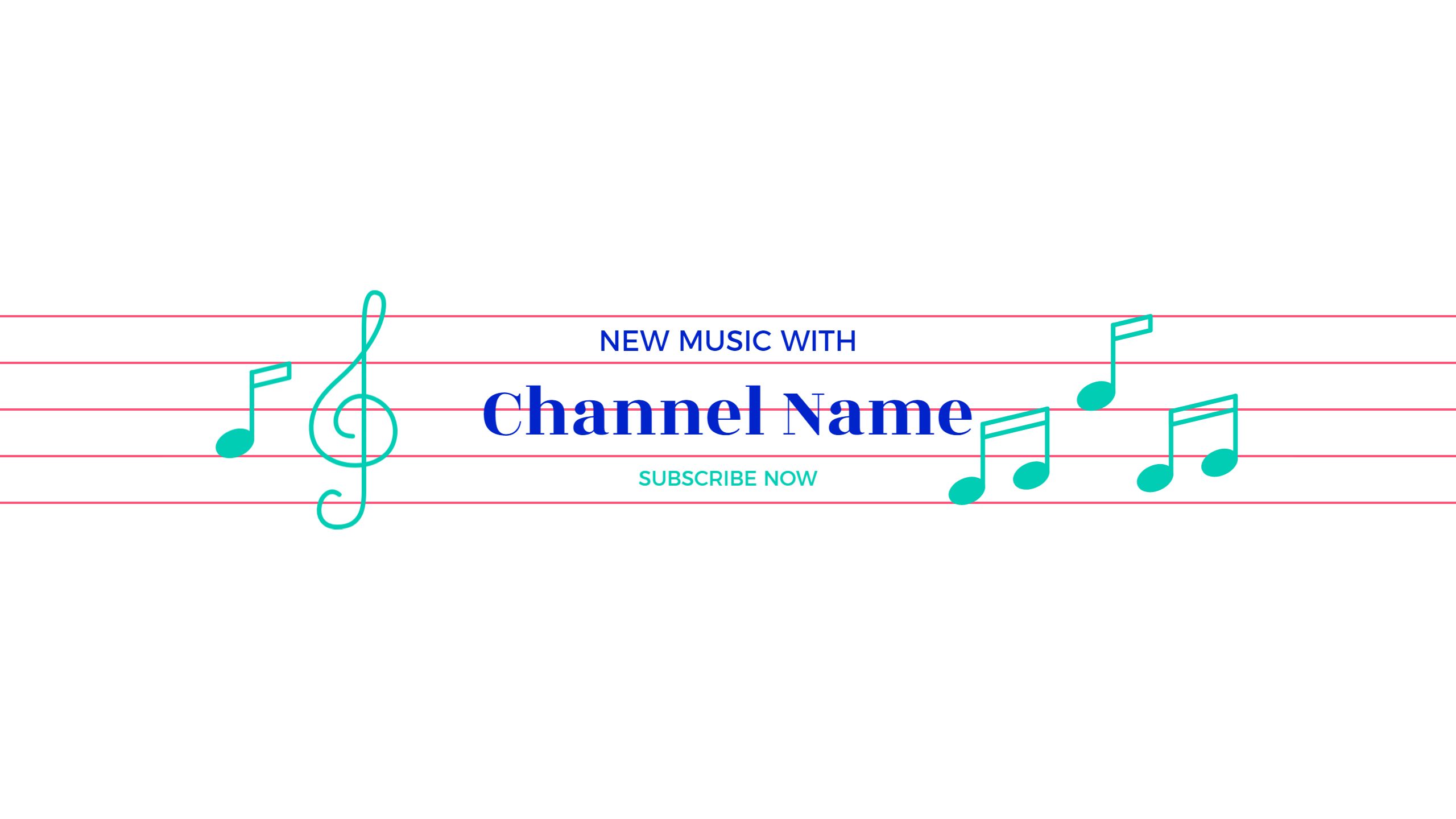 New Music with Colorful Notes and Lines YouTube Banner Template
