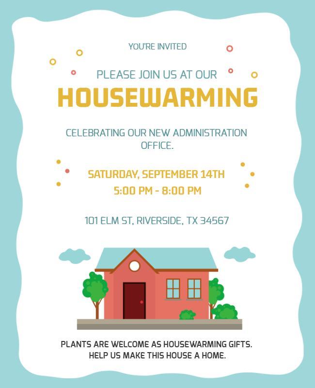 New Office Administration Housewarming Flyer Template