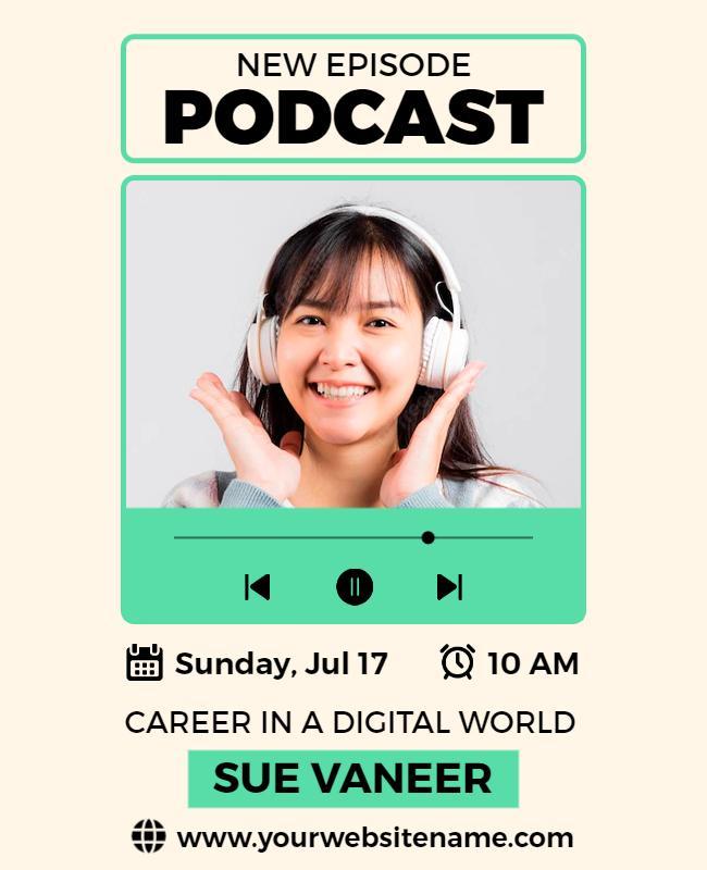 New Podcast Episode Announcement Flyer Template