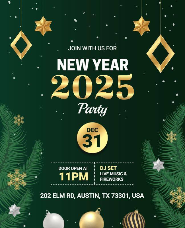 New Year 2025 Celebration Party Flyer Template