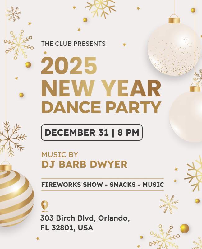 New Year 2025 Dance Party Celebration Flyer Template