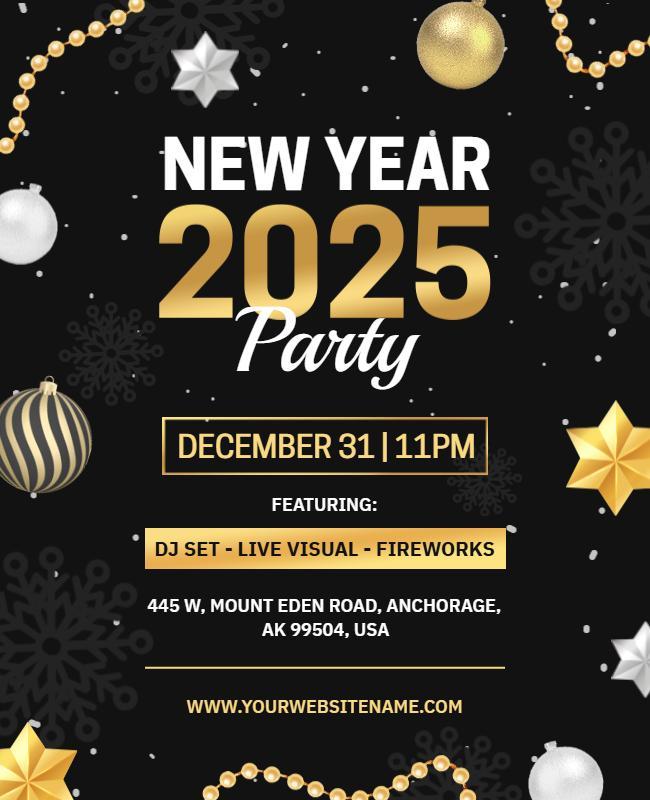 New Year 2025 Party Celebration Flyer Template