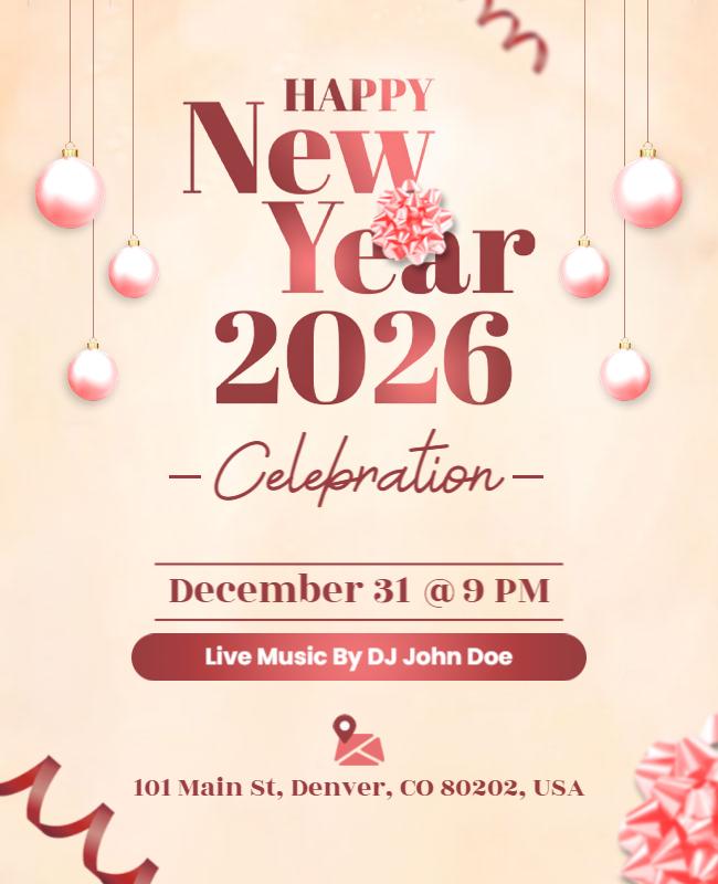New Year 2026 Celebration Event Invitation Flyer Template