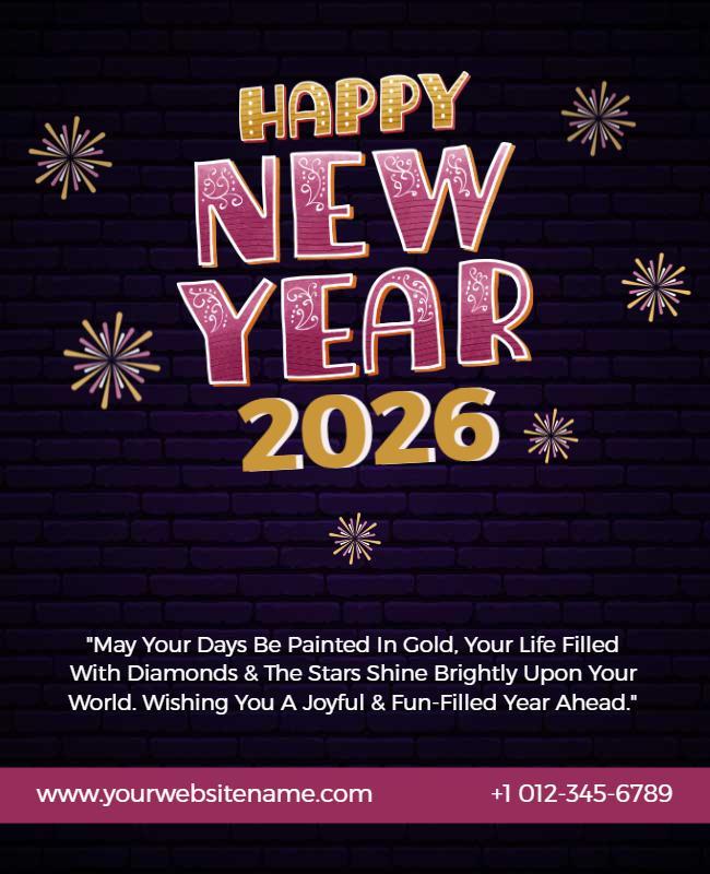 New Year 2026 Celebration Festive Flyer Template