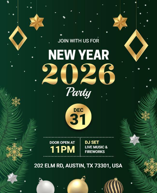 New Year 2026 Celebration Party Flyer Template