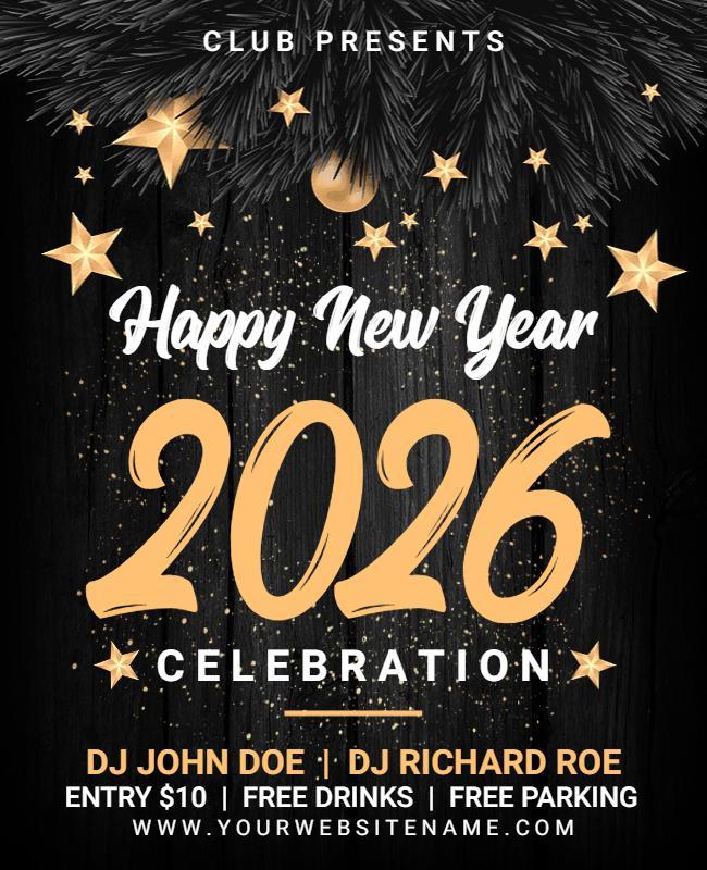 New Year 2026 Club Party Celebration Flyer Template