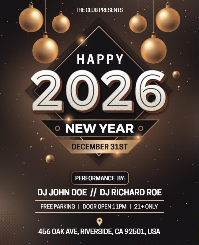 New Year 2026 Party Celebration Flyer Template