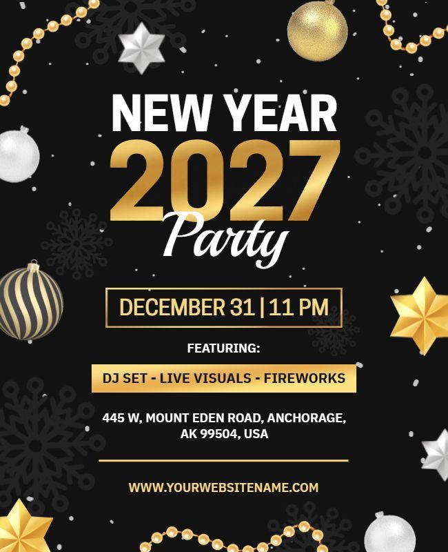 New Year 2027 Countdown Party Flyer Template